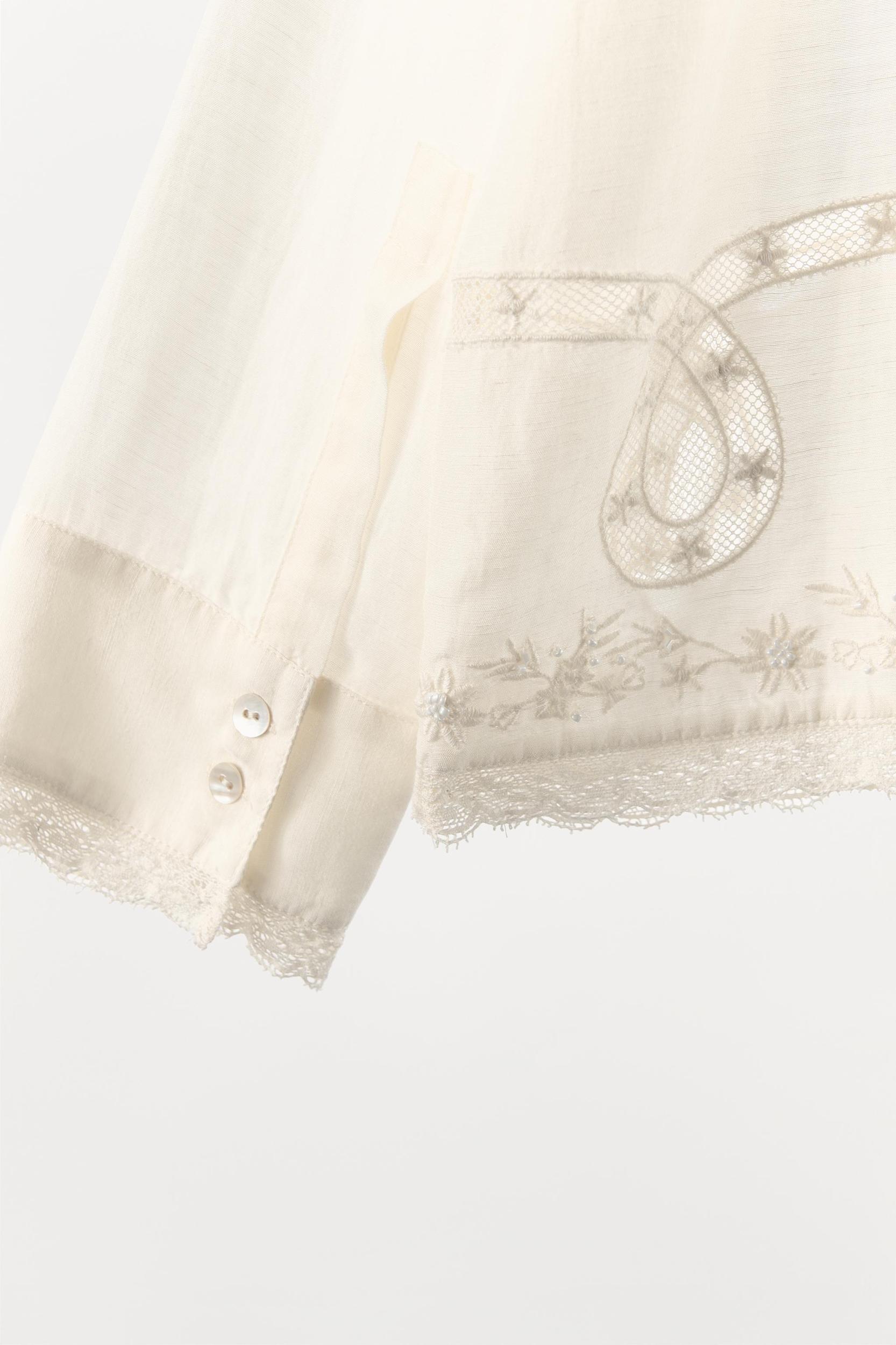 BEADED EMBROIDERED LACE PANTS Product Image