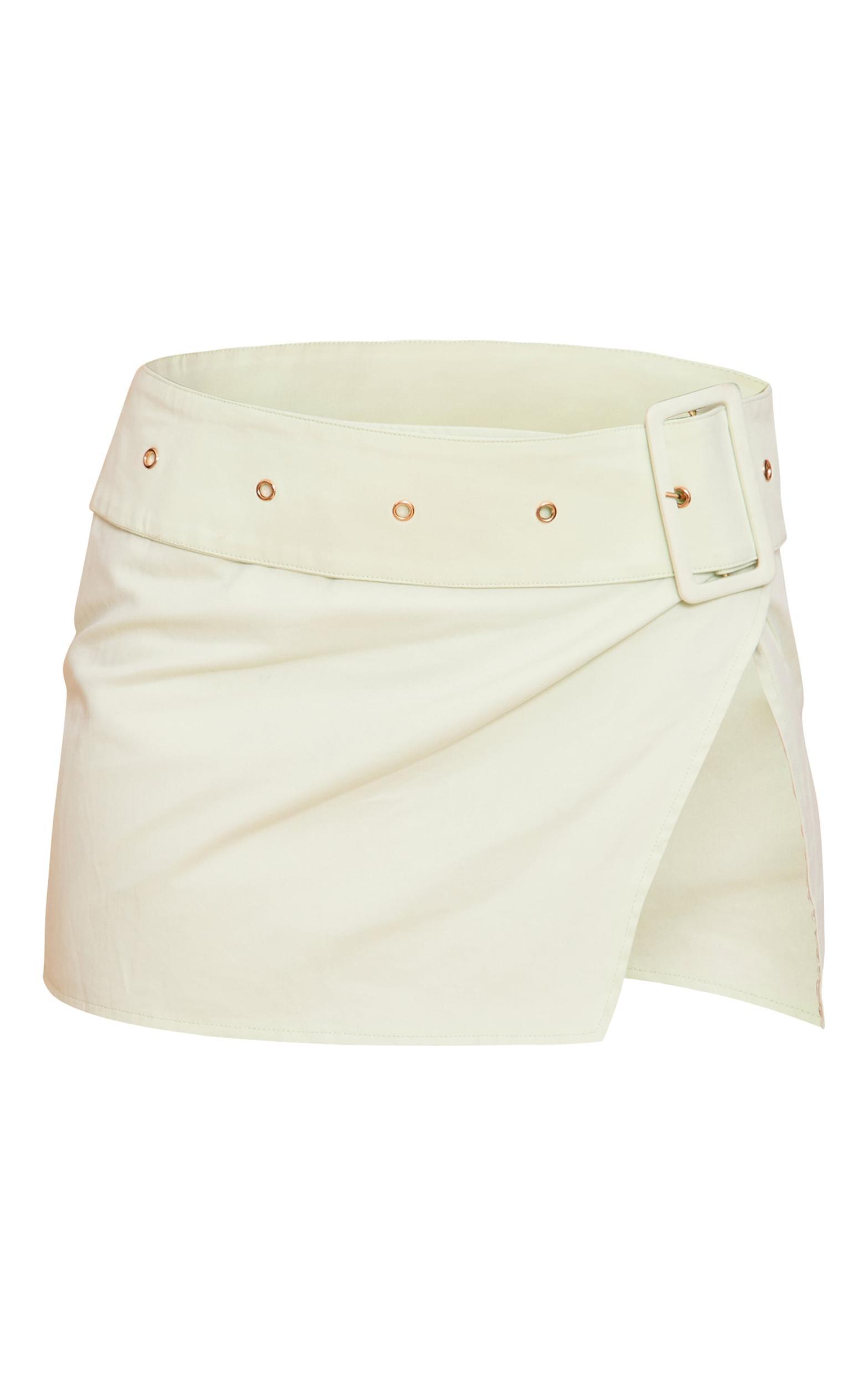 PLT Label Green Belt Detail Wrap Mini Skirt Product Image