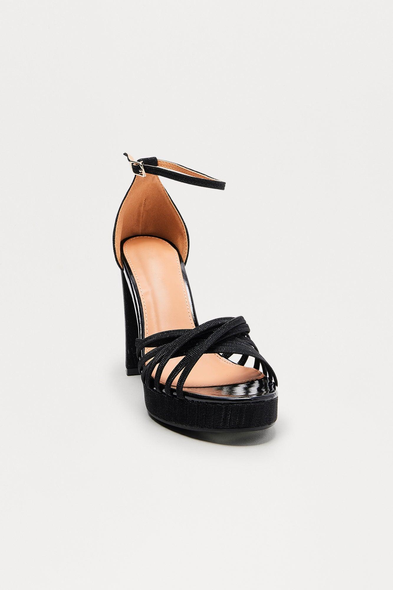 Wixie Rhinestone Glitter Heels - Black Female Product Image