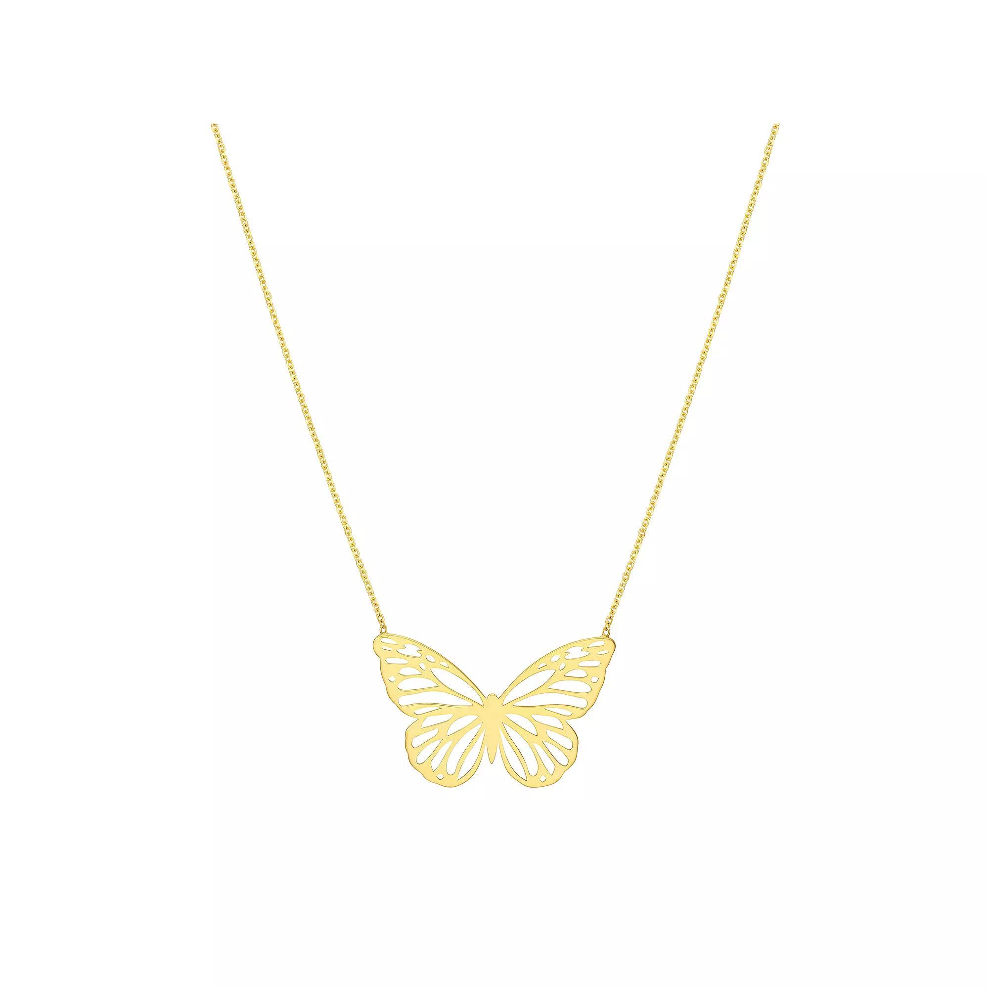 14k Gold Cut-Out Butterfly Pendant Necklace, Women's, Size: 18" Product Image