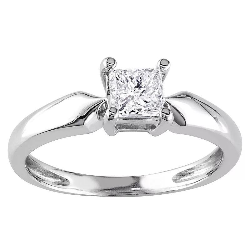 Stella Grace 14k White Gold 1/2 Carat T.W. Diamond Solitaire Ring, Women's, Size: 4.50 Product Image
