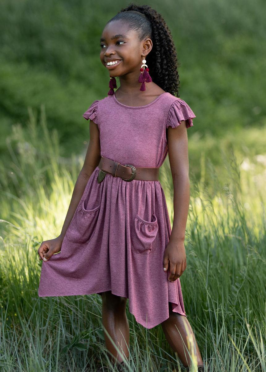 Twilla Dress in Heather Plum Girls Product Image