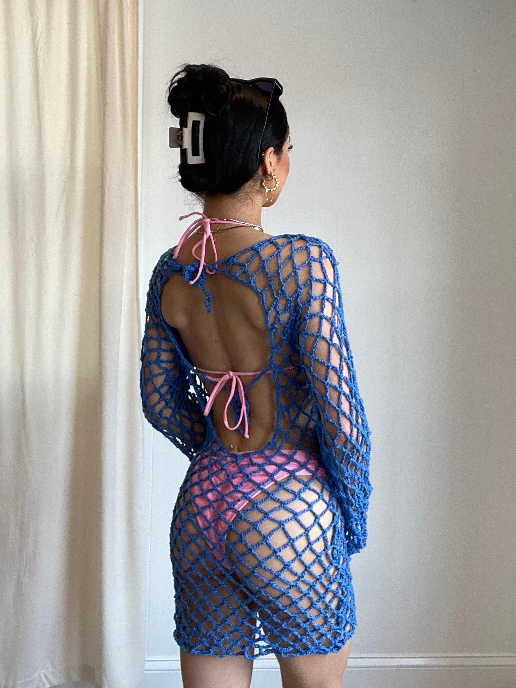 FINAL SALE Cleo Crochet Mini Cover Up Dress Product Image