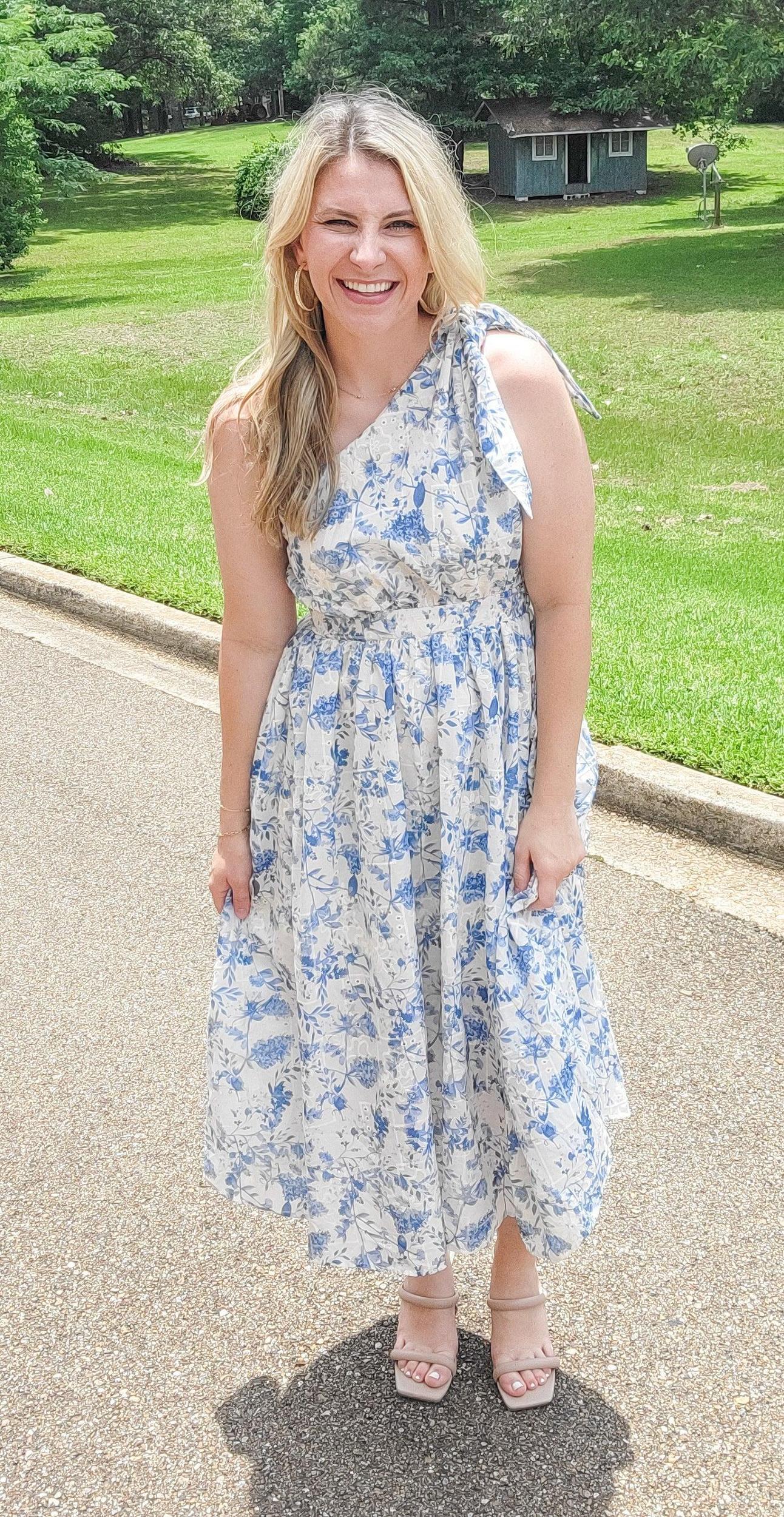 Seaside Floral Print Midi Dress (Small to Large) Product Image
