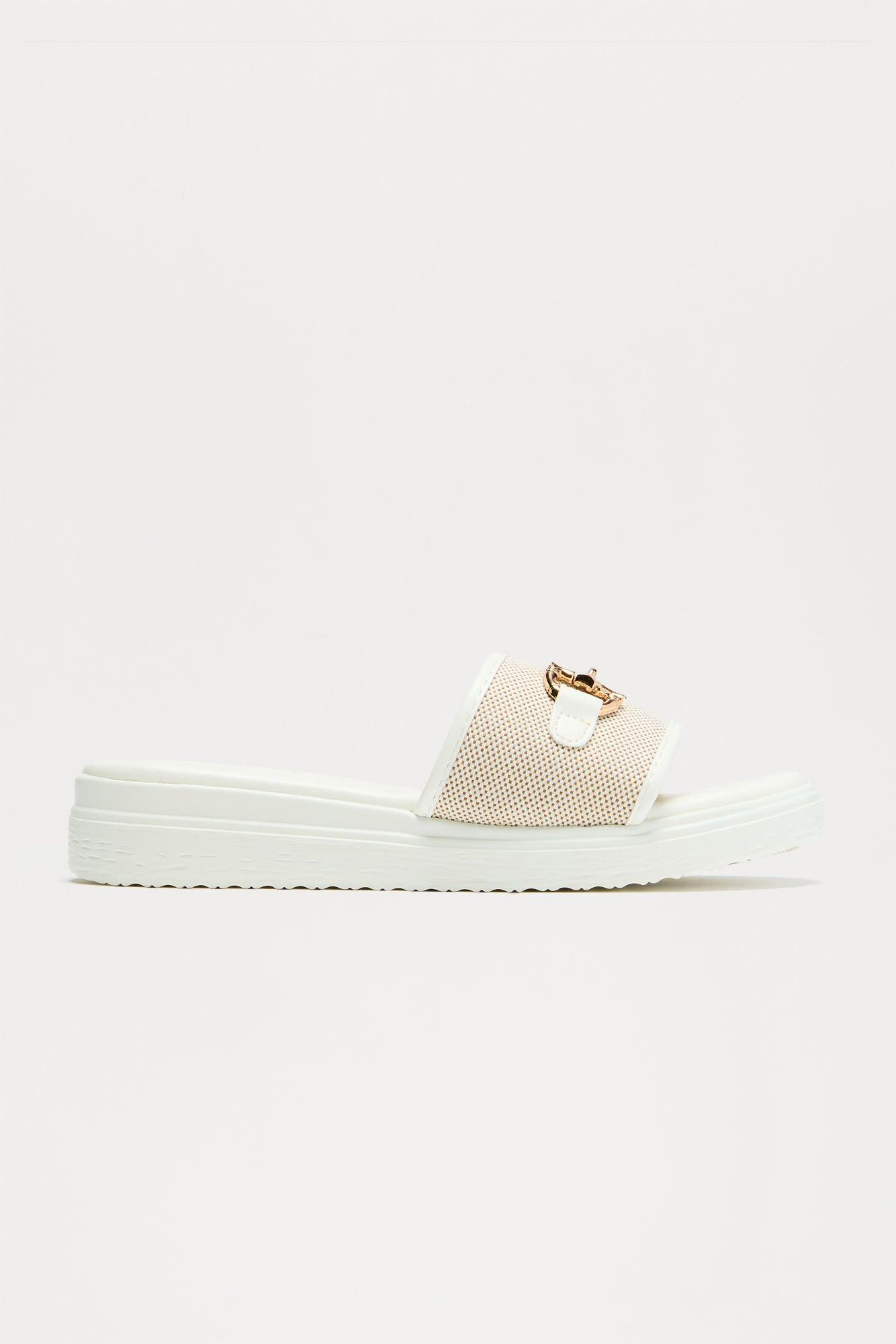 Genova Hardware Slip On Sandals - White Product Image