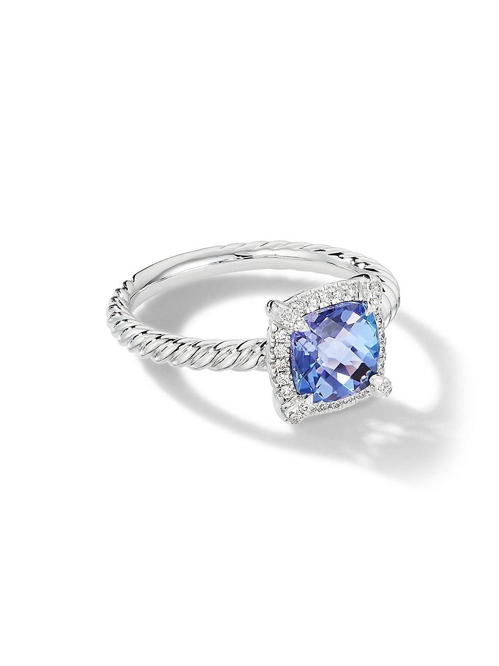 David Yurman 18K White Gold Petite Chatelaine Tanzanite & Diamond Ring Product Image