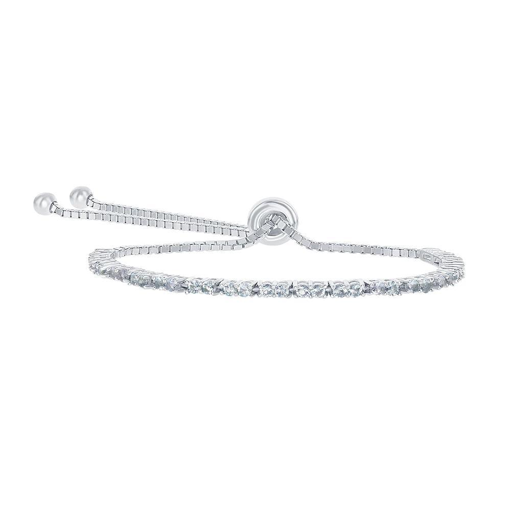 Sterling Silver 2mm Birthstone Bracelet, Women's, Size: 8", March Product Image