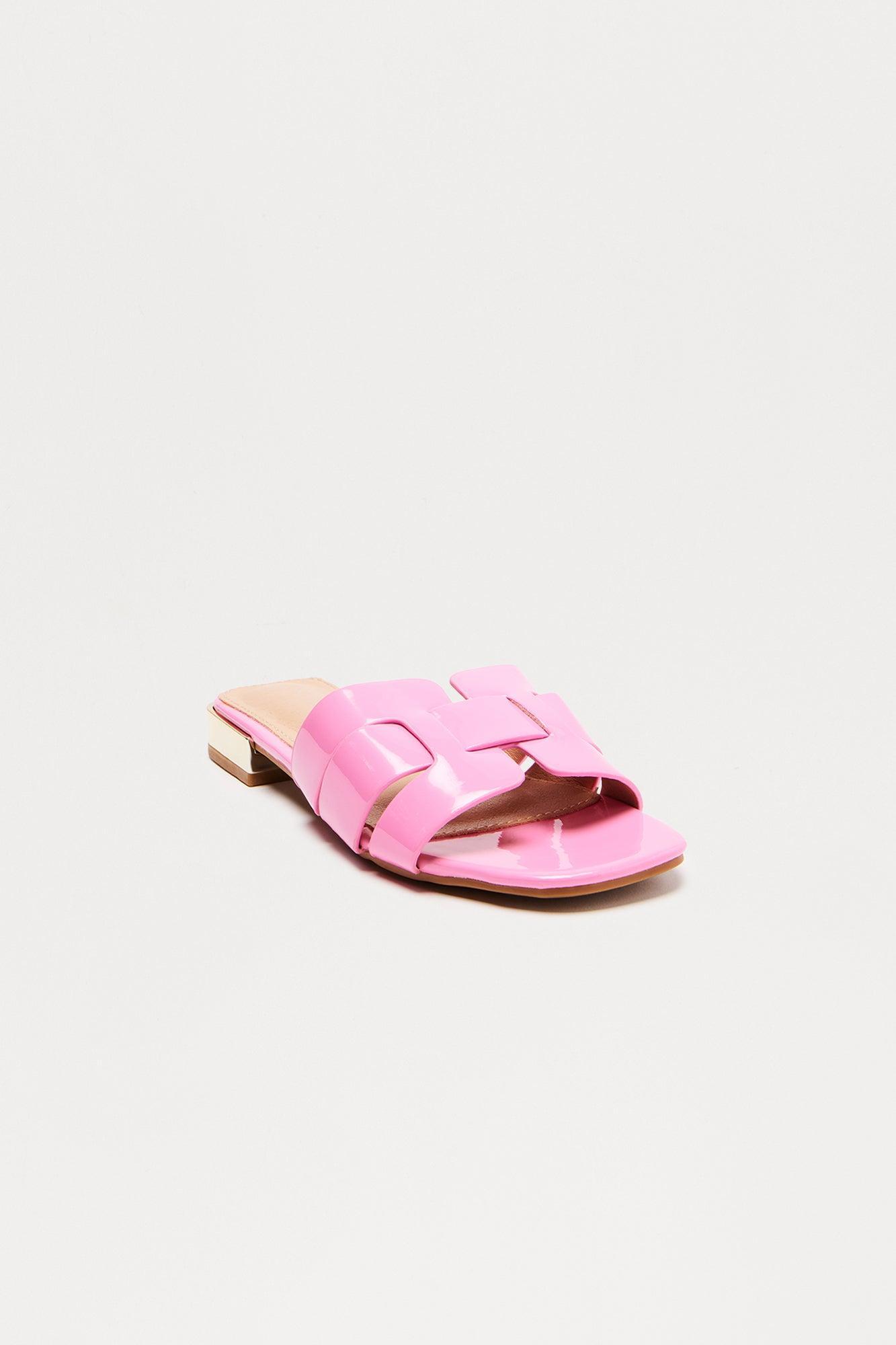 Ways Faux Patent Sandals - Pink Product Image