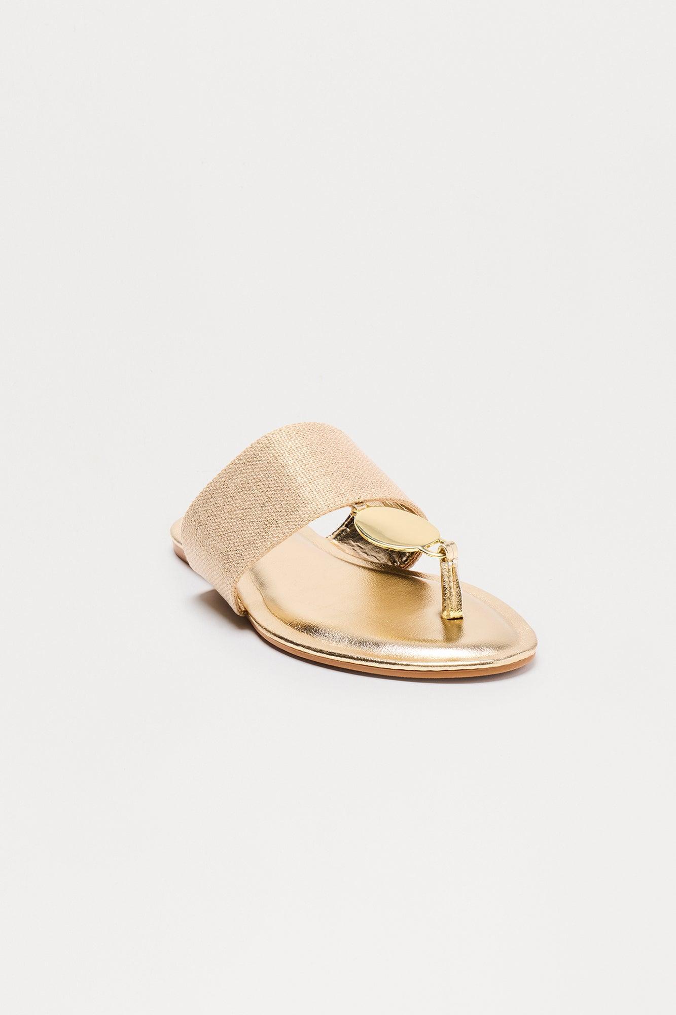 Emerald Bay Hardware Flip Flops - Gold Product Image