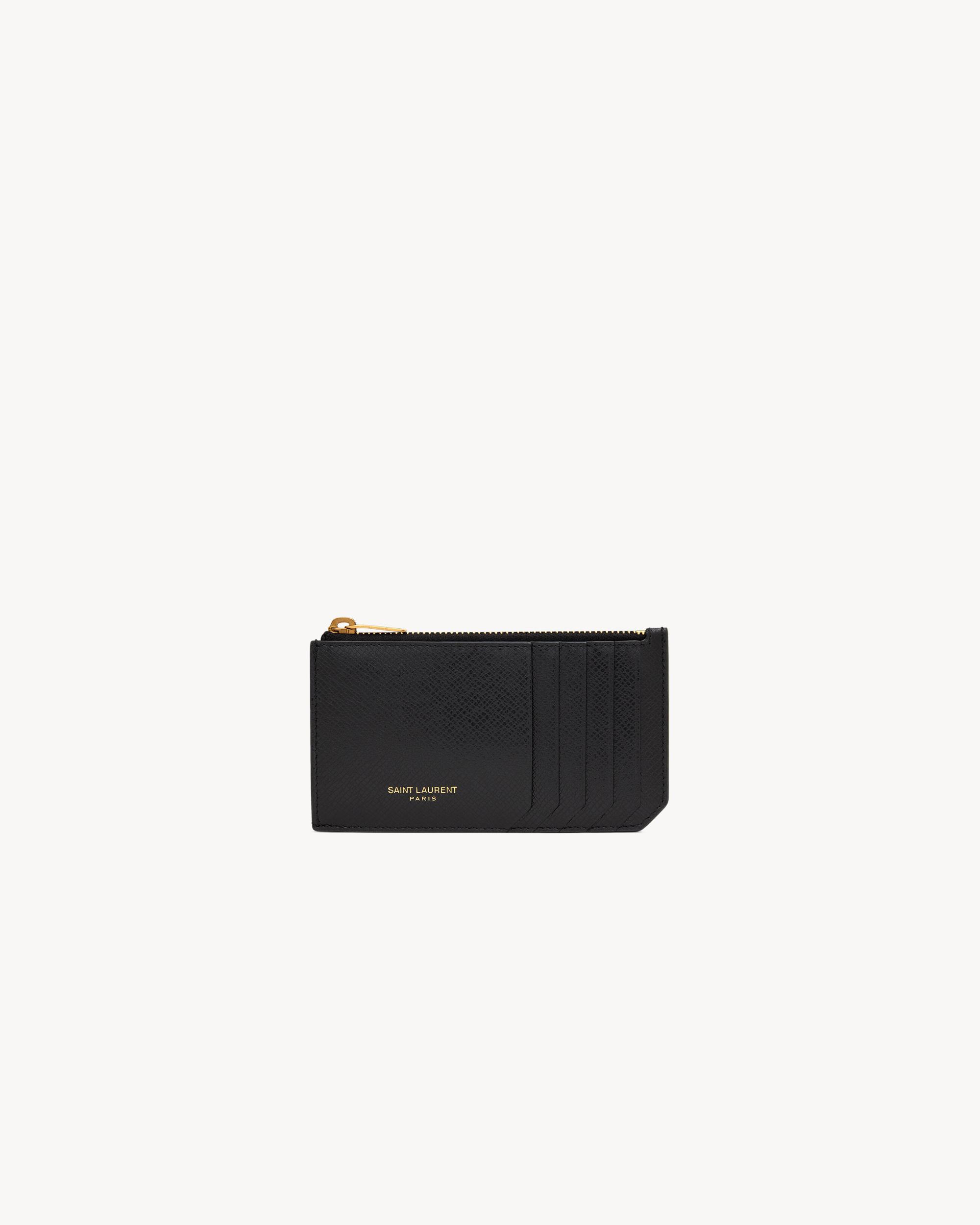 Saint Laurent Paris FRAGMENTS zip card case in coated bark leather Product Image
