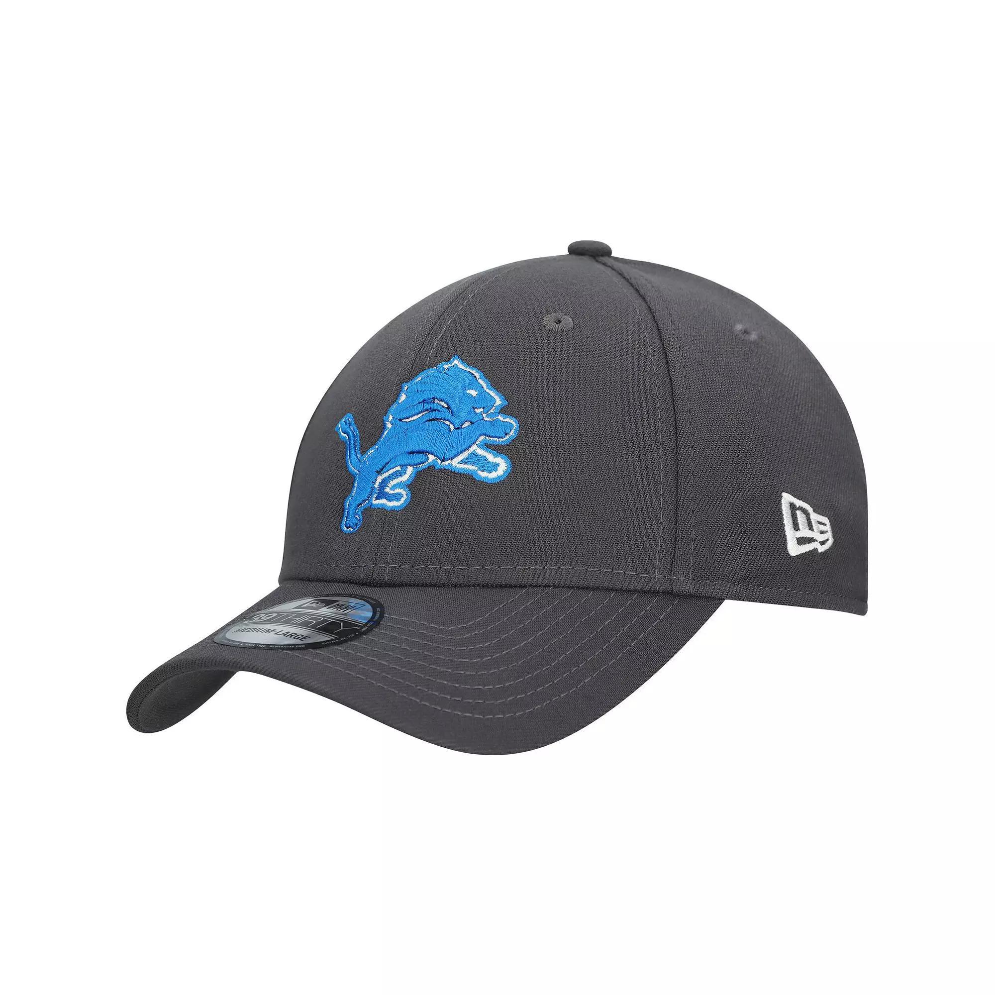 Men's New Era Charcoal Detroit Lions Primary Logo 39THIRTY Flex Hat, Size: Medium/Large Product Image