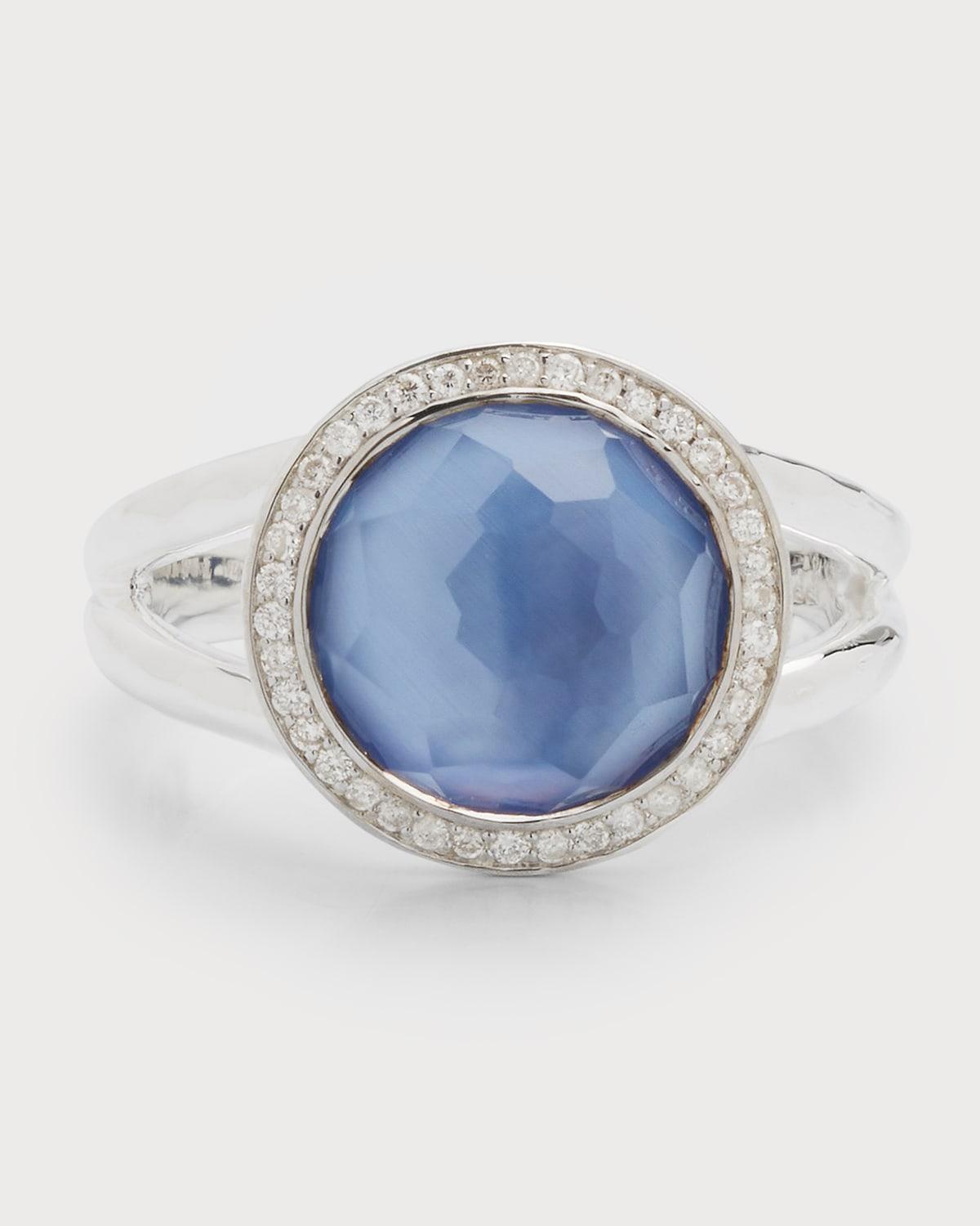 Ippolita Stella Ring in Hematite Doublet with Diamonds in Sterling Silver Product Image