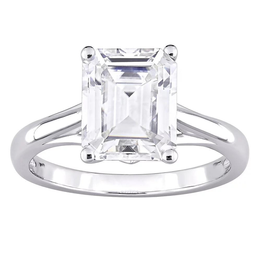 Stella Grace 10k White Gold 3 1/2 Carat T.W. Lab-Created Moissanite Emerald-Cut Solitaire Ring, Women's, Size: 7.50 Product Image