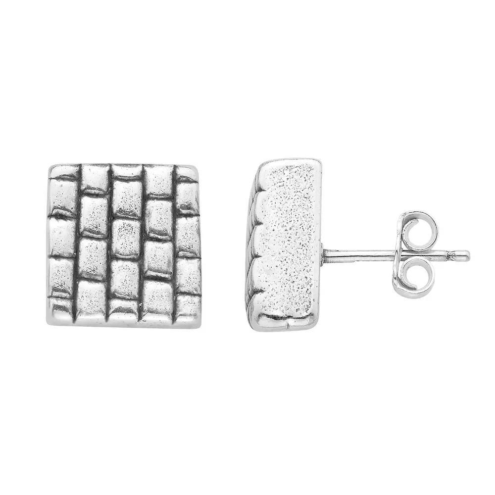 Sterling Silver Square Stud Earrings, Women's Product Image