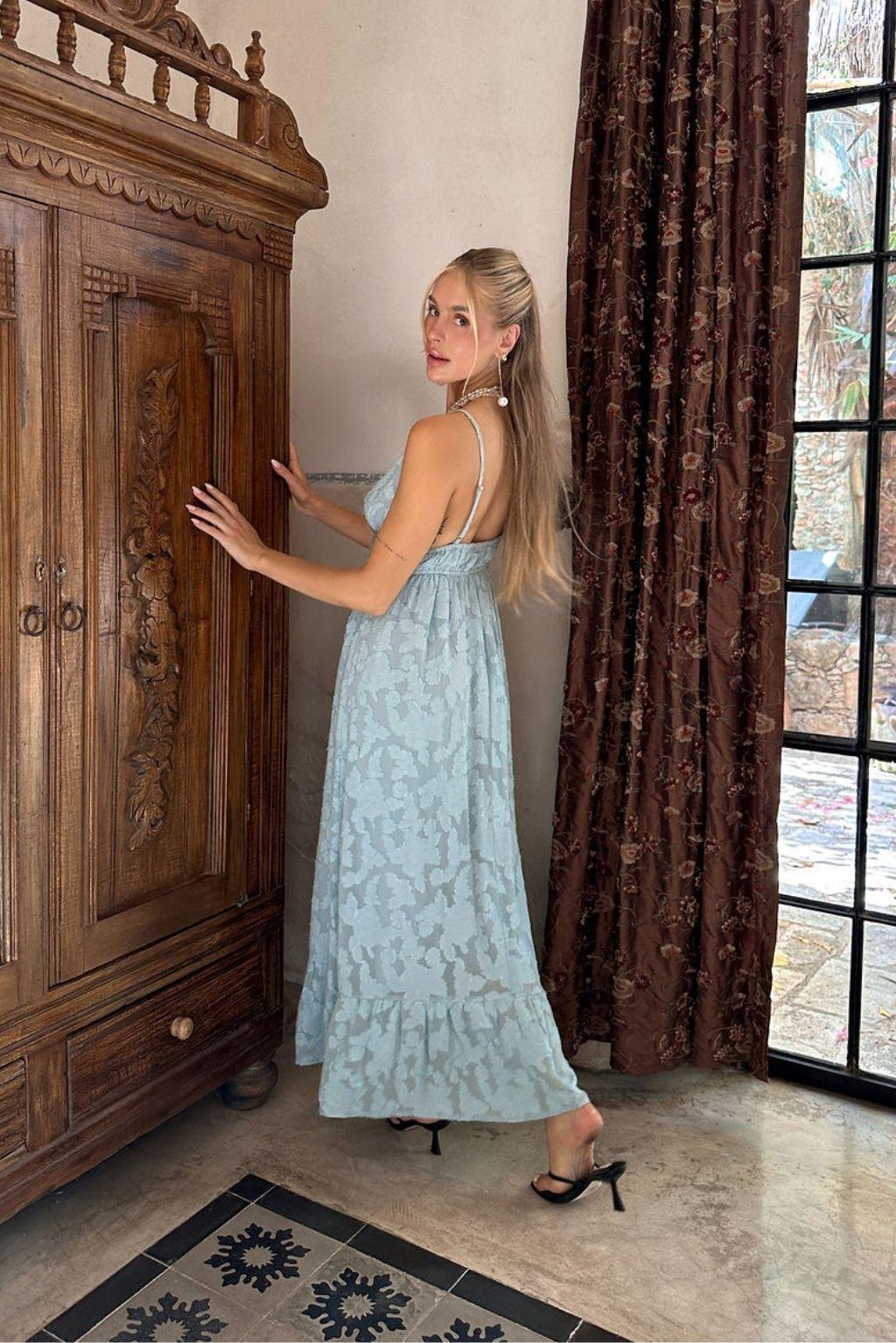 Clemente Blue Textured Maxi Dress Product Image