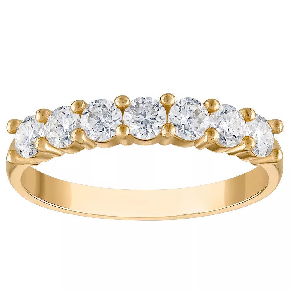 White Lotus 10k Gold 1 1/8 Carat T.W. Lab-Created Moissanite Row Ring, Womens Product Image