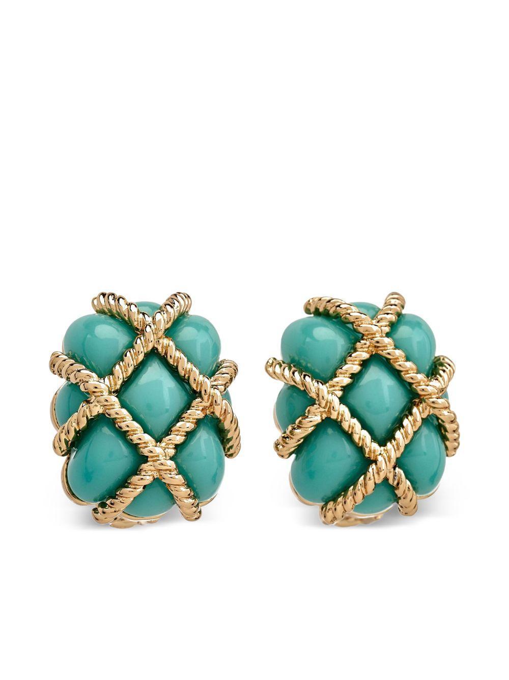 quilted gold-tone clip earrings Product Image