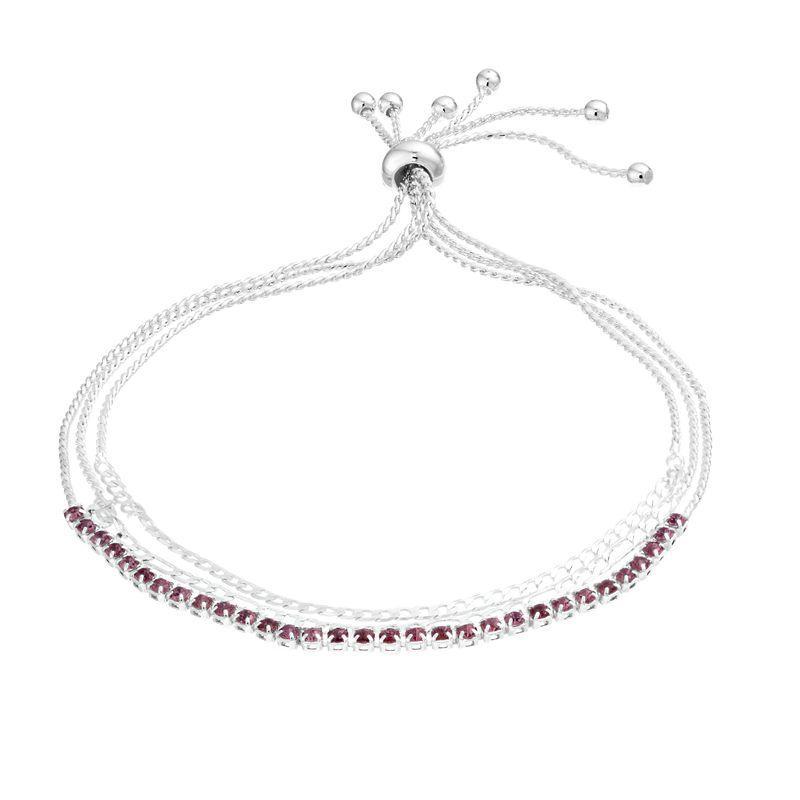 City Luxe Crystal Simulated Birthstone Multi-Strand Adjustable Chain Bracelet, Women's, Silver Tone February Product Image