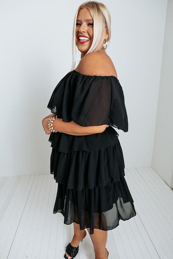 Passion For Pinot Ruffle Dress In Black Product Image
