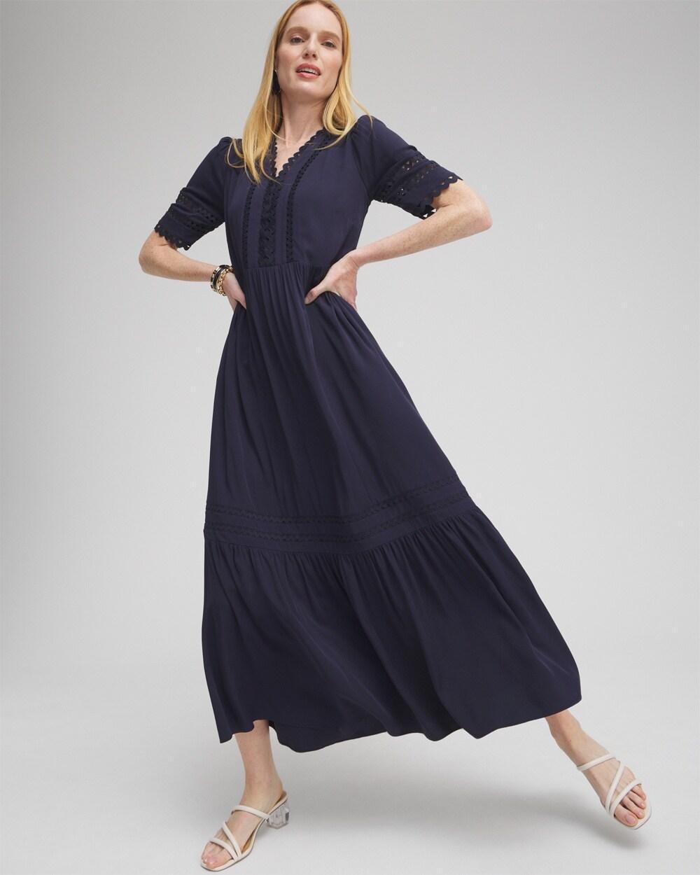 Silk Blend Ric Rac Trim Dress Product Image