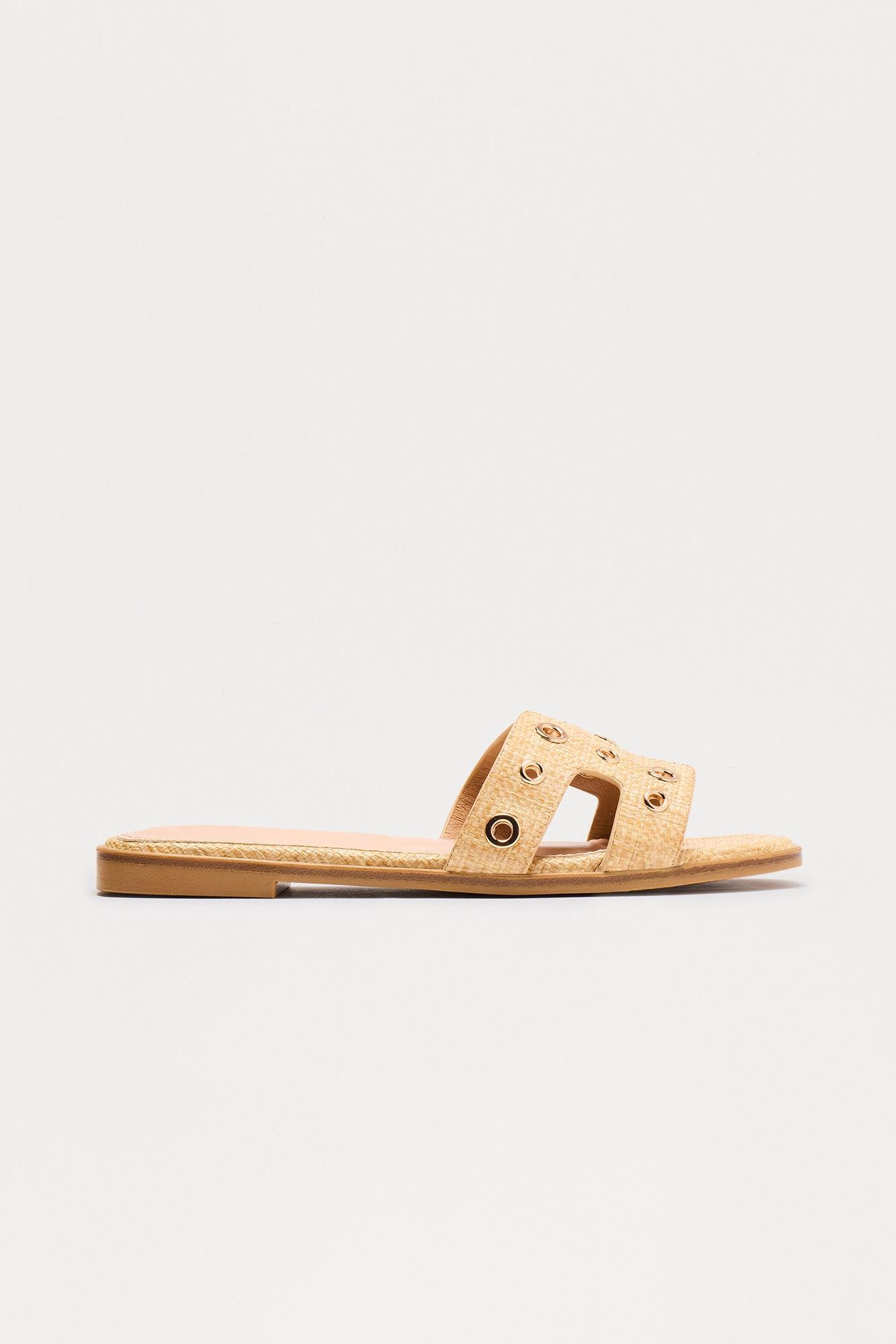 Mandie Grommet Slip On Sandals - Natural Product Image
