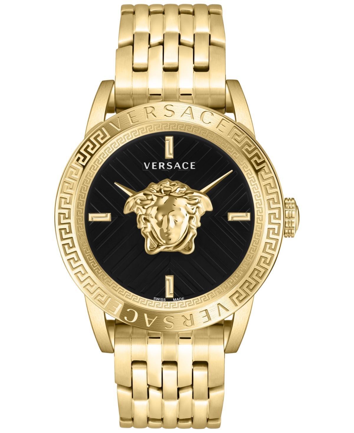 Versace Mens V-Code Quartz Analog Gold Stainless Steel Bracelet Watch - IP Yellow Gold Product Image
