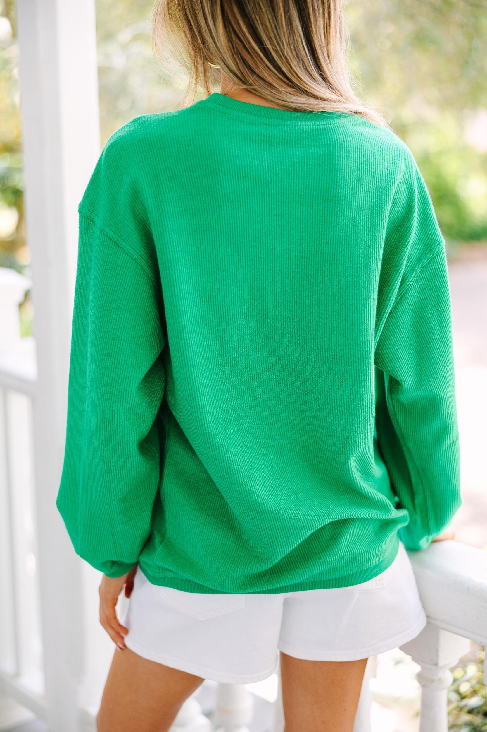 Be The Light Green Embroidered Corded Sweatshirt Female Product Image