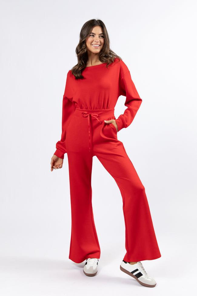 Wear It Out Red Boat Neck Jumpsuit FINAL SALE Product Image