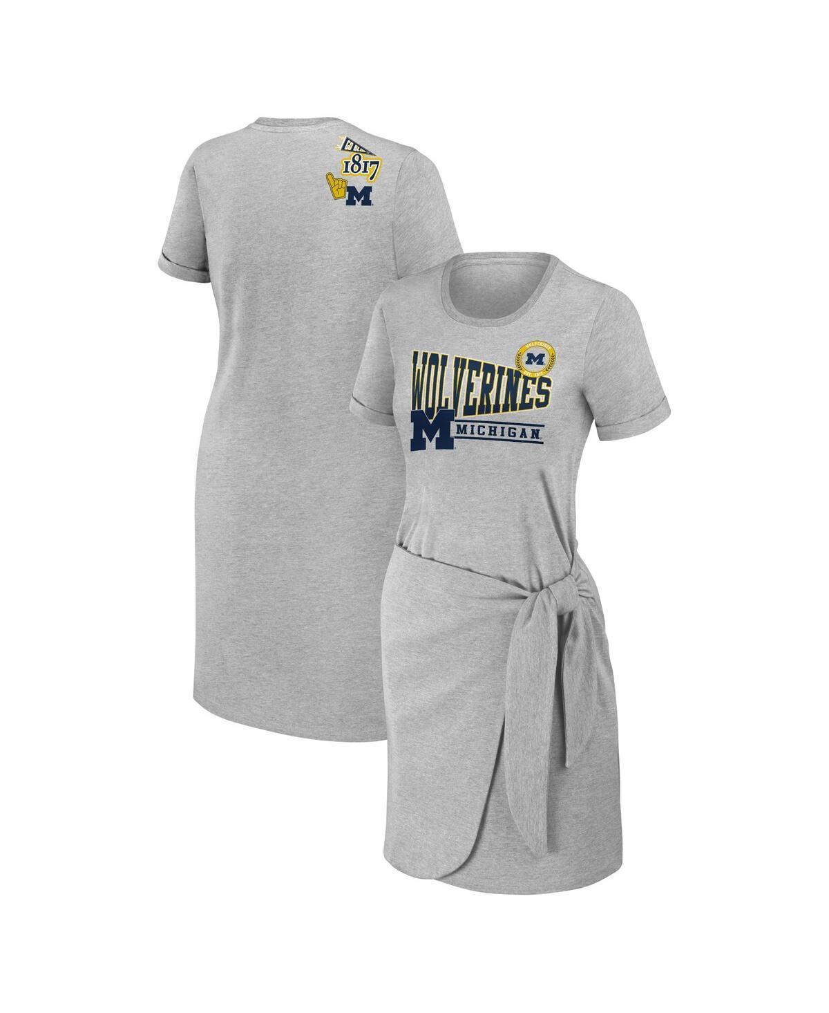 Womens WEAR by Erin Andrews Heather Gray Michigan Wolverines Knotted T-Shirt Dress Product Image