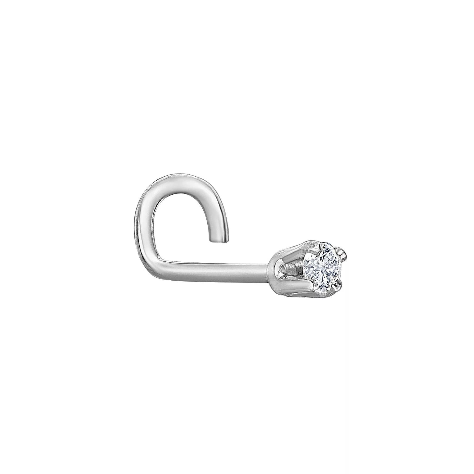 Lila Moon 14k Gold 1.7 mm Diamond Accent Curved Nose Stud, Women's Product Image