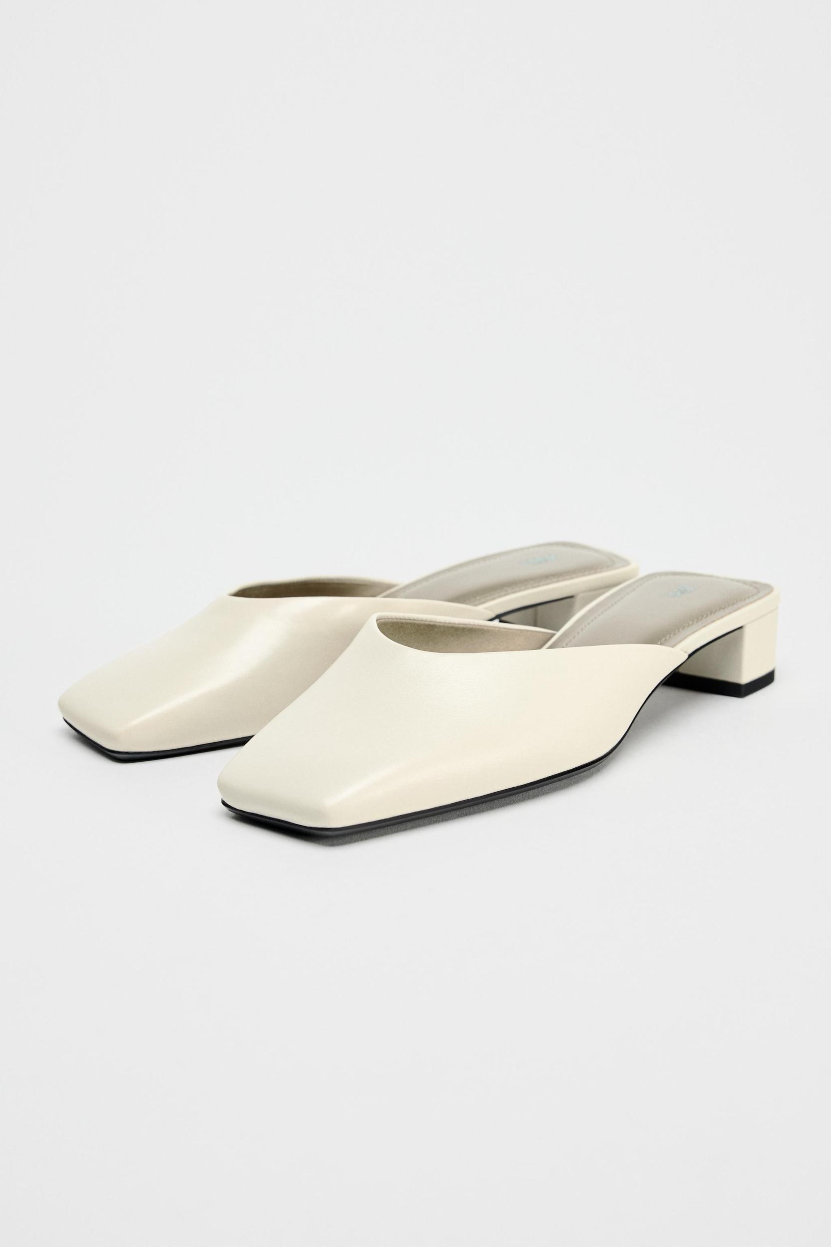 HEELED LEATHER SLIDES Product Image