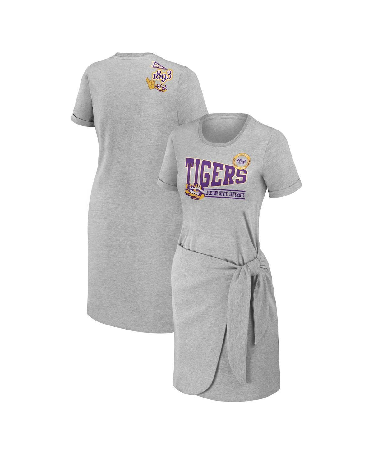 Women's WEAR by Erin Andrews Heather Gray LSU Tigers Knotted T-Shirt Dress, Size: Small, Grey Product Image