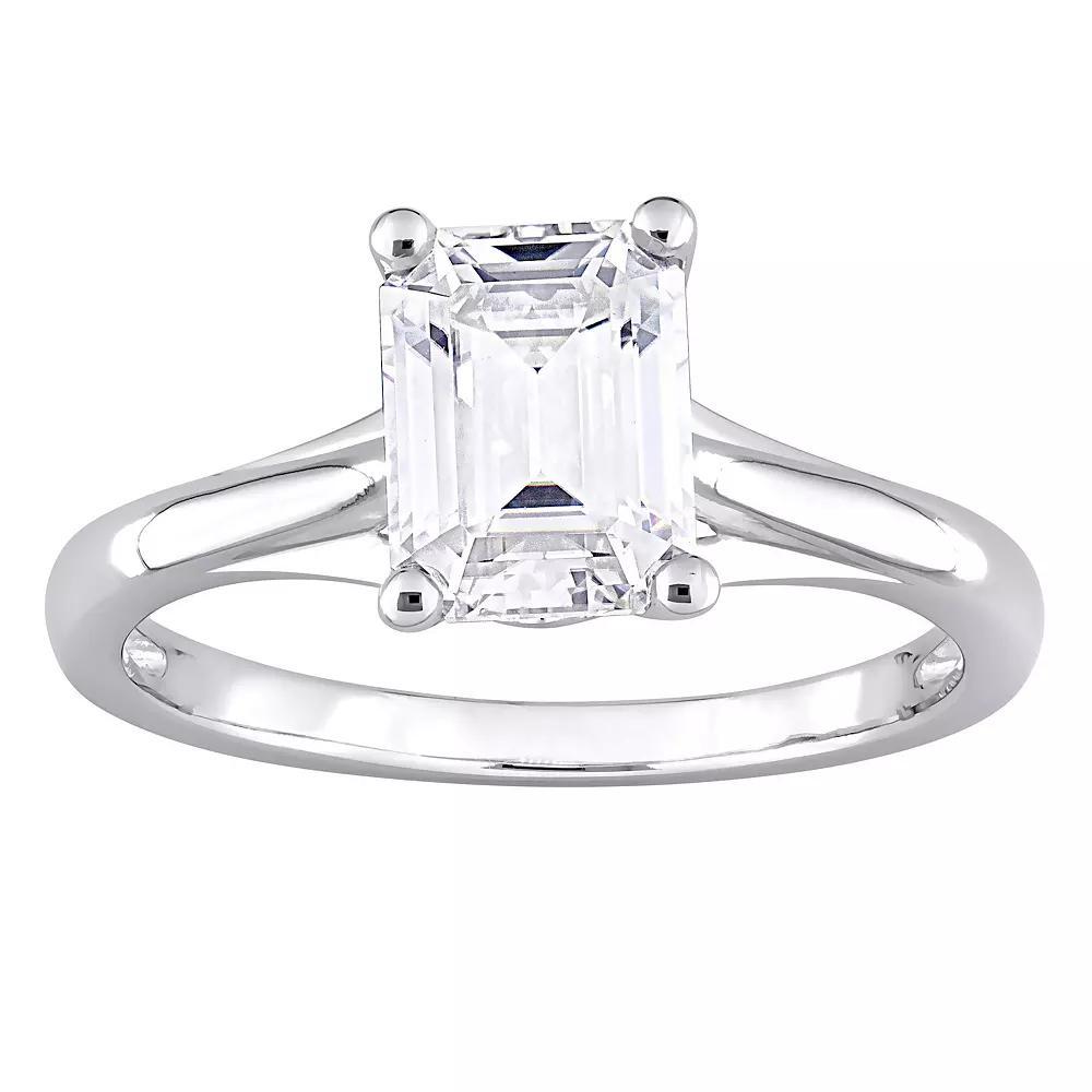 Stella Grace 10k White Gold 1 3/4 Carat T.W. Lab-Created Moissanite Emerald-Cut Solitaire Ring, Women's, Size: 9 Product Image