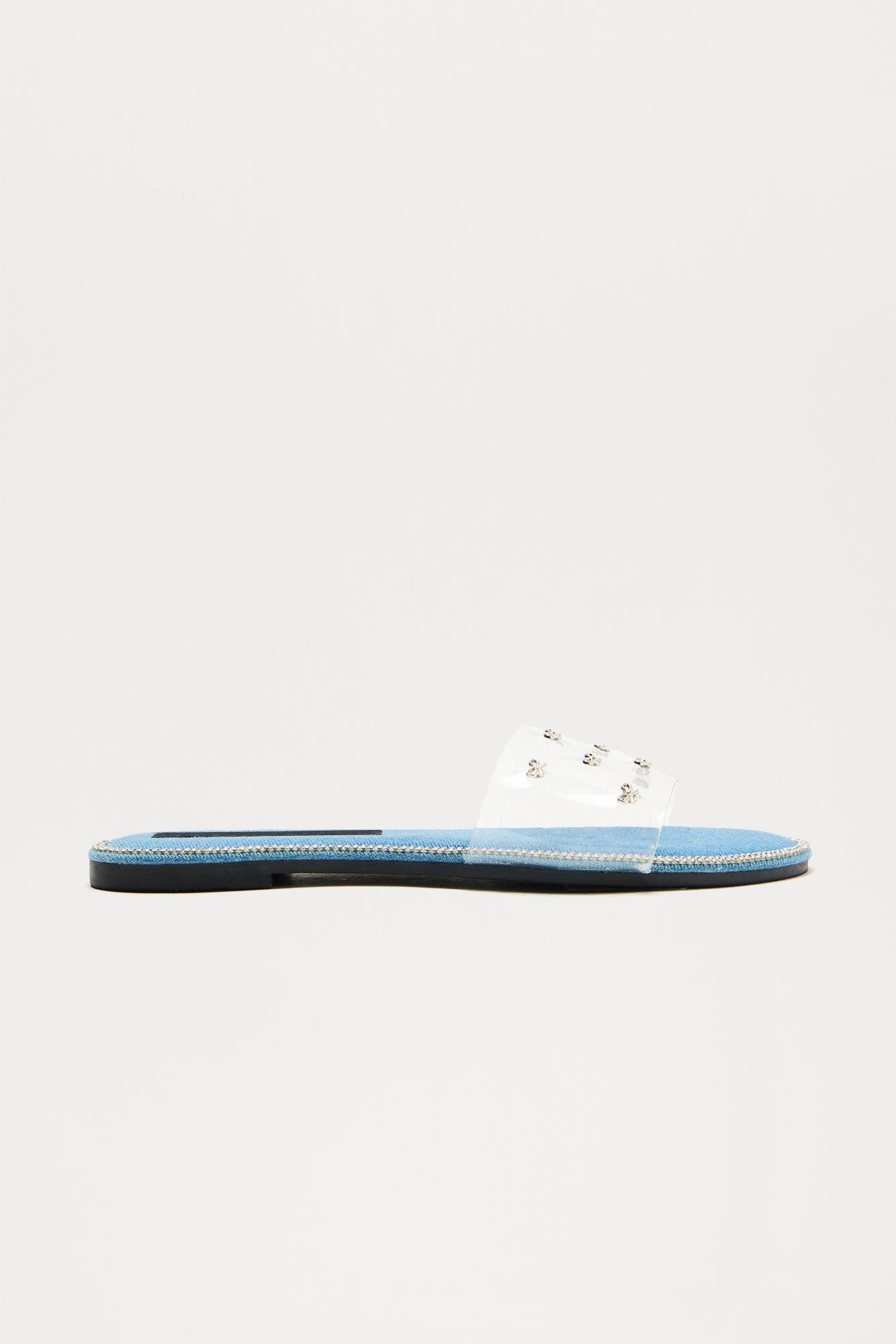 Kasen Rhinestone Trim Sandals - Denim Product Image