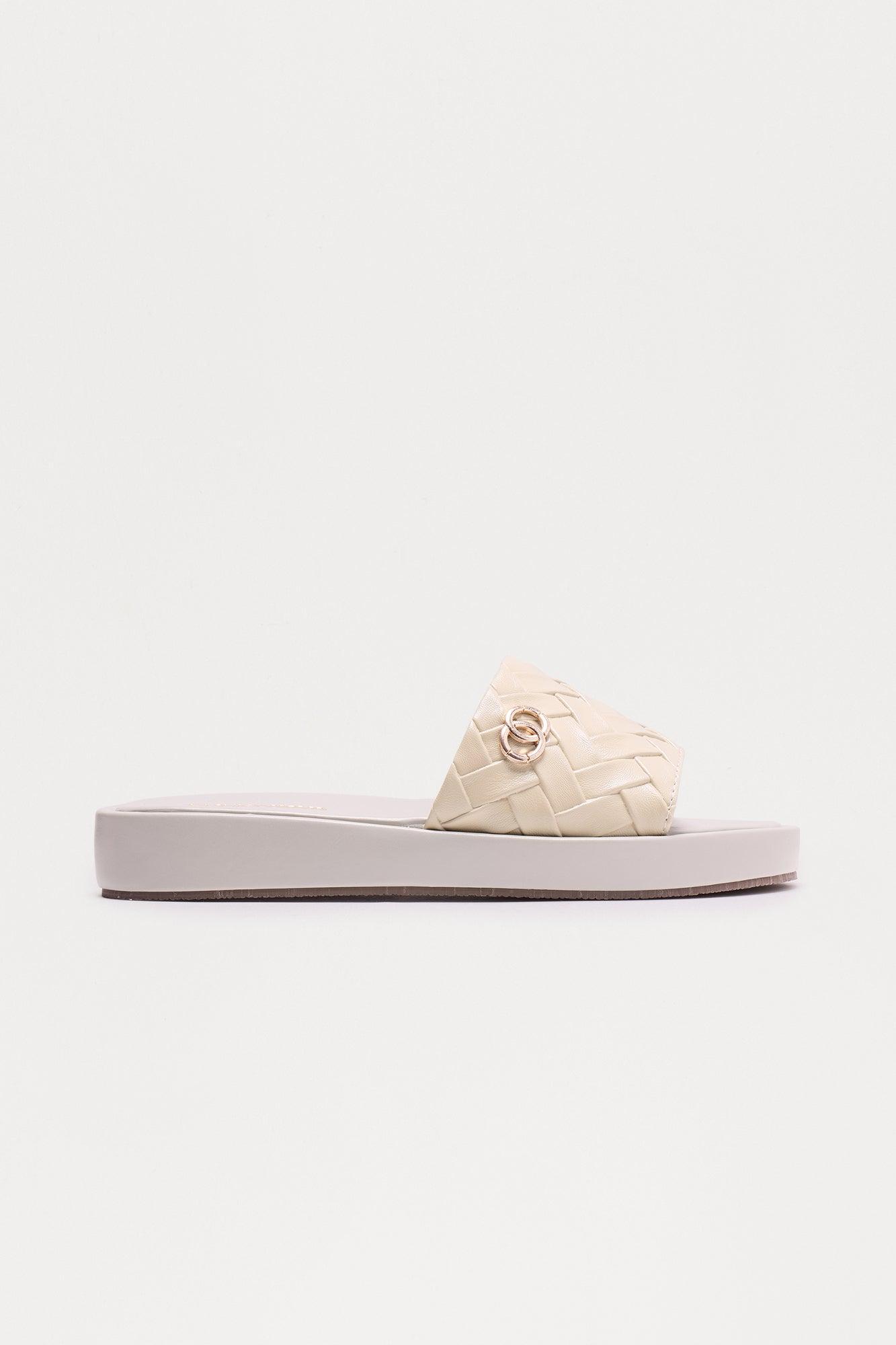 Sage Woven Slip On Sandals - White Product Image