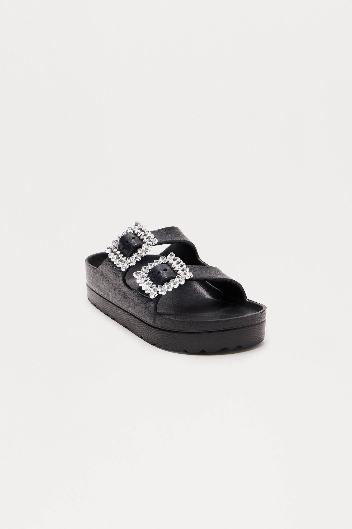 Kryslin Jewel Buckle Sandals - Black Product Image