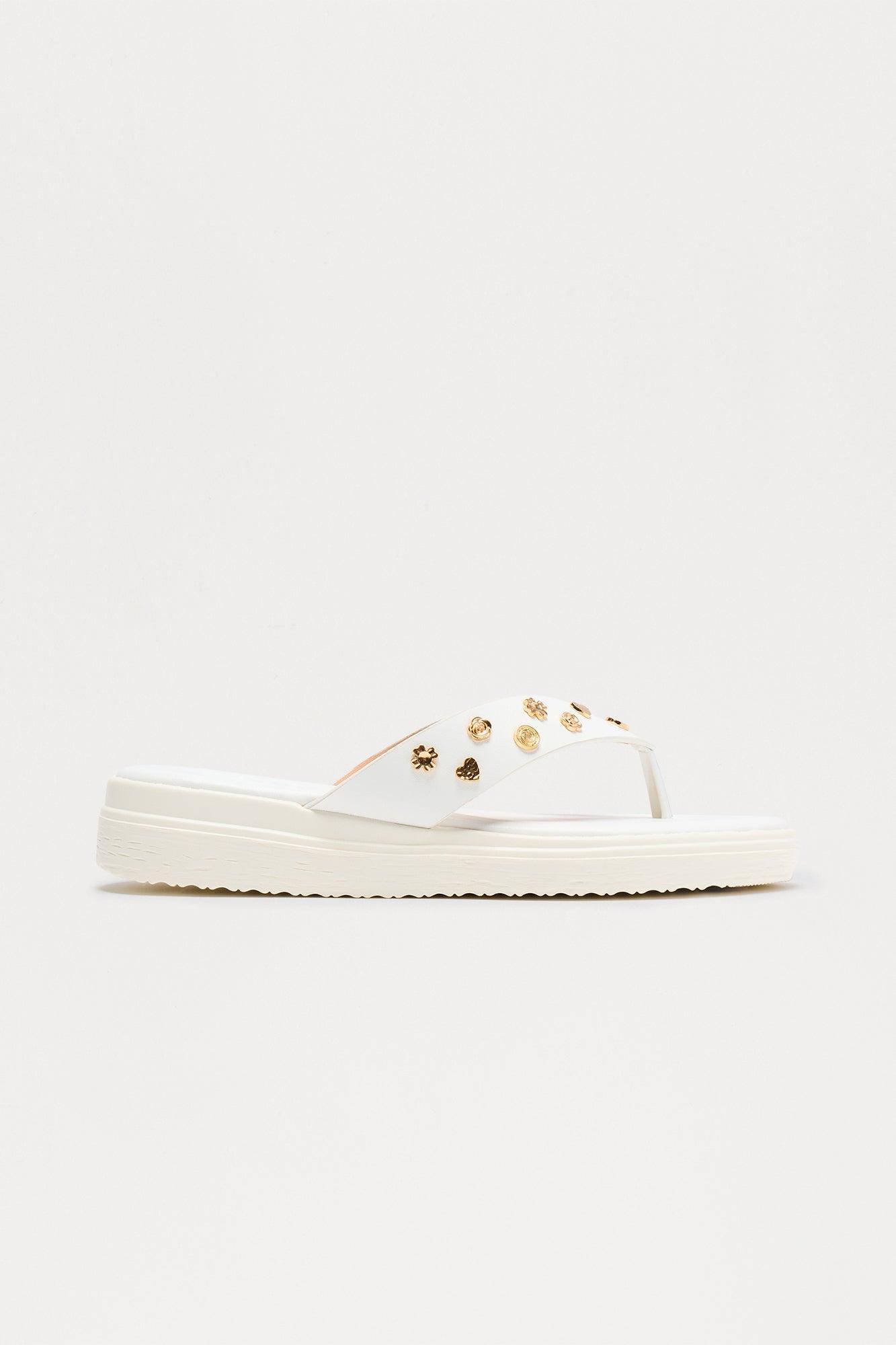 Amina Studded Flip Flop - White Product Image