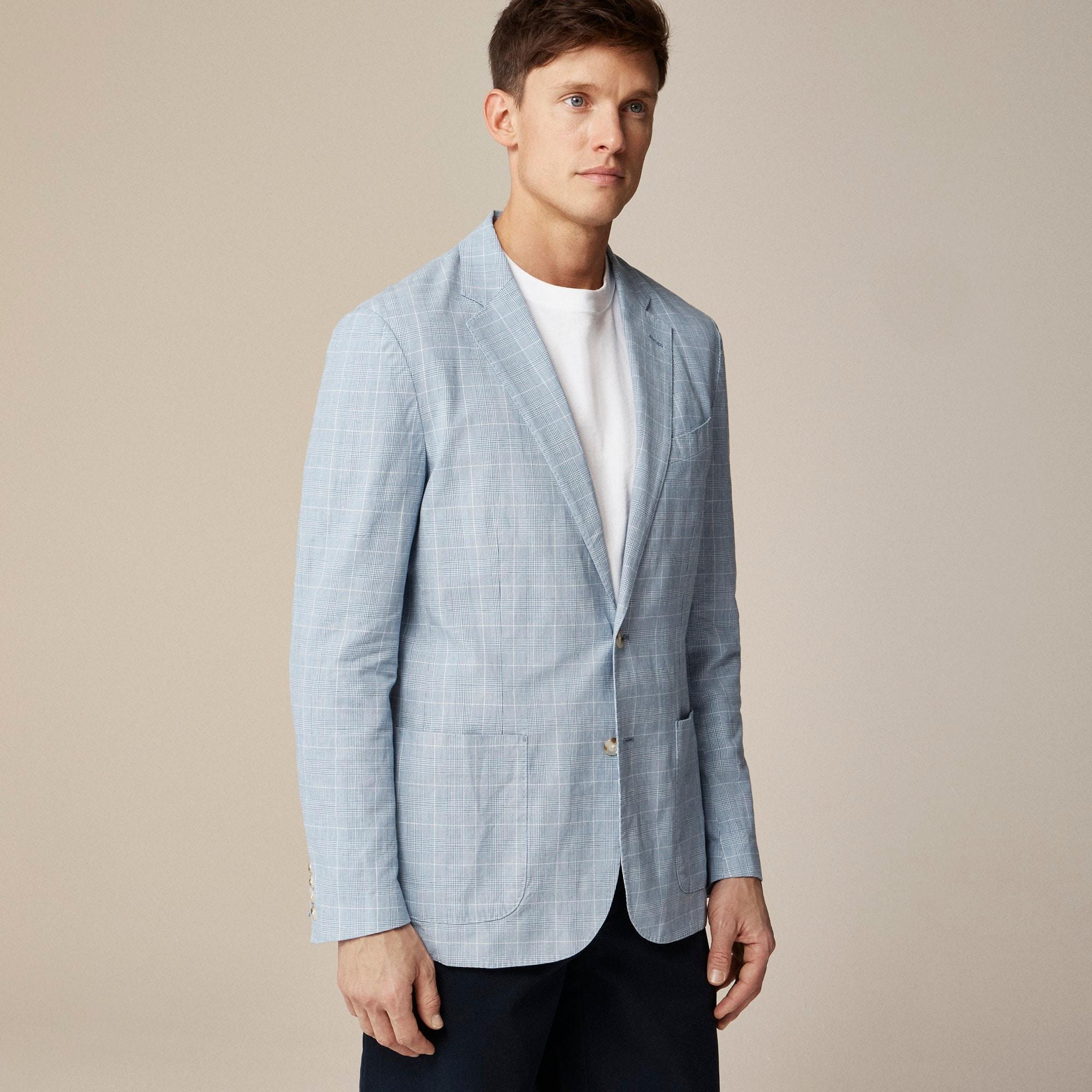 Ludlow Slim-fit unstructured blazer in Irish cotton-linen blend Product Image