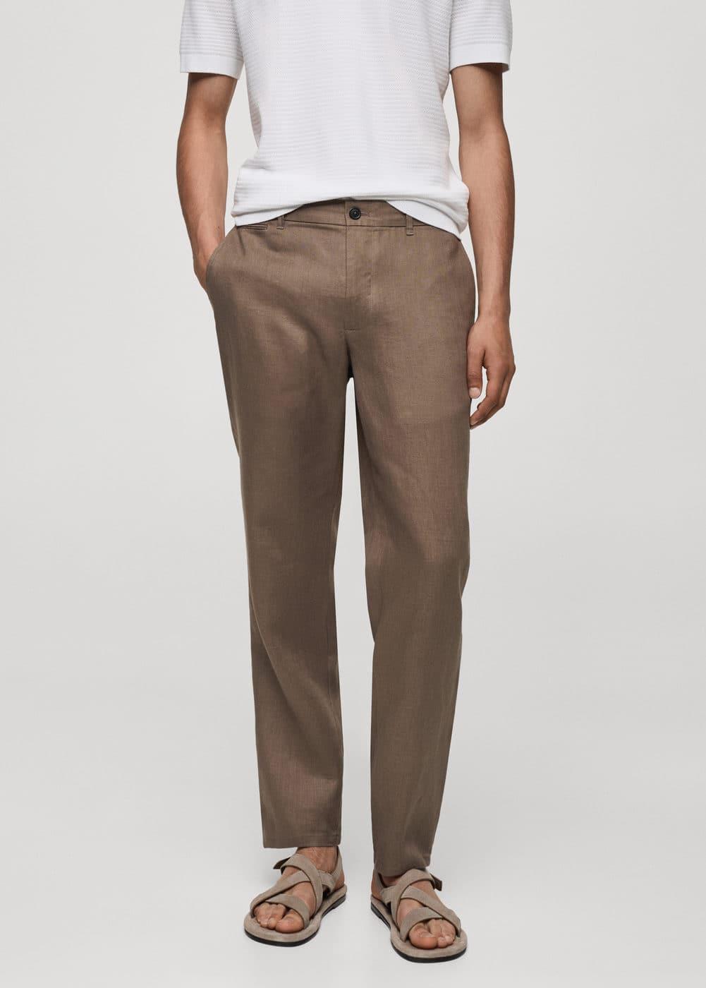 Mango Mens Linen Slim-Fit Pants Product Image
