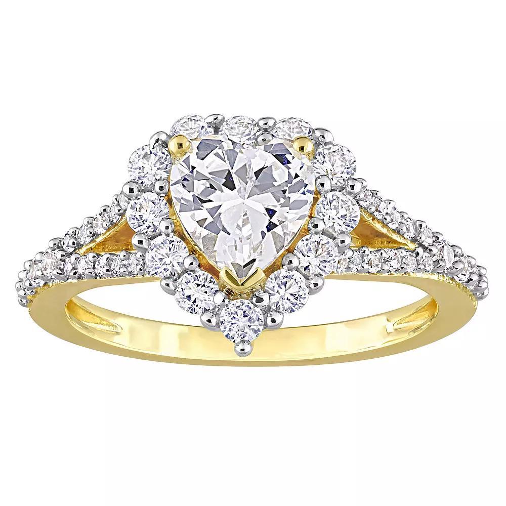 Stella Grace 18k Gold Over Silver Lab-Created White Sapphire Halo Heart Ring, Women's, Gold Tone Product Image