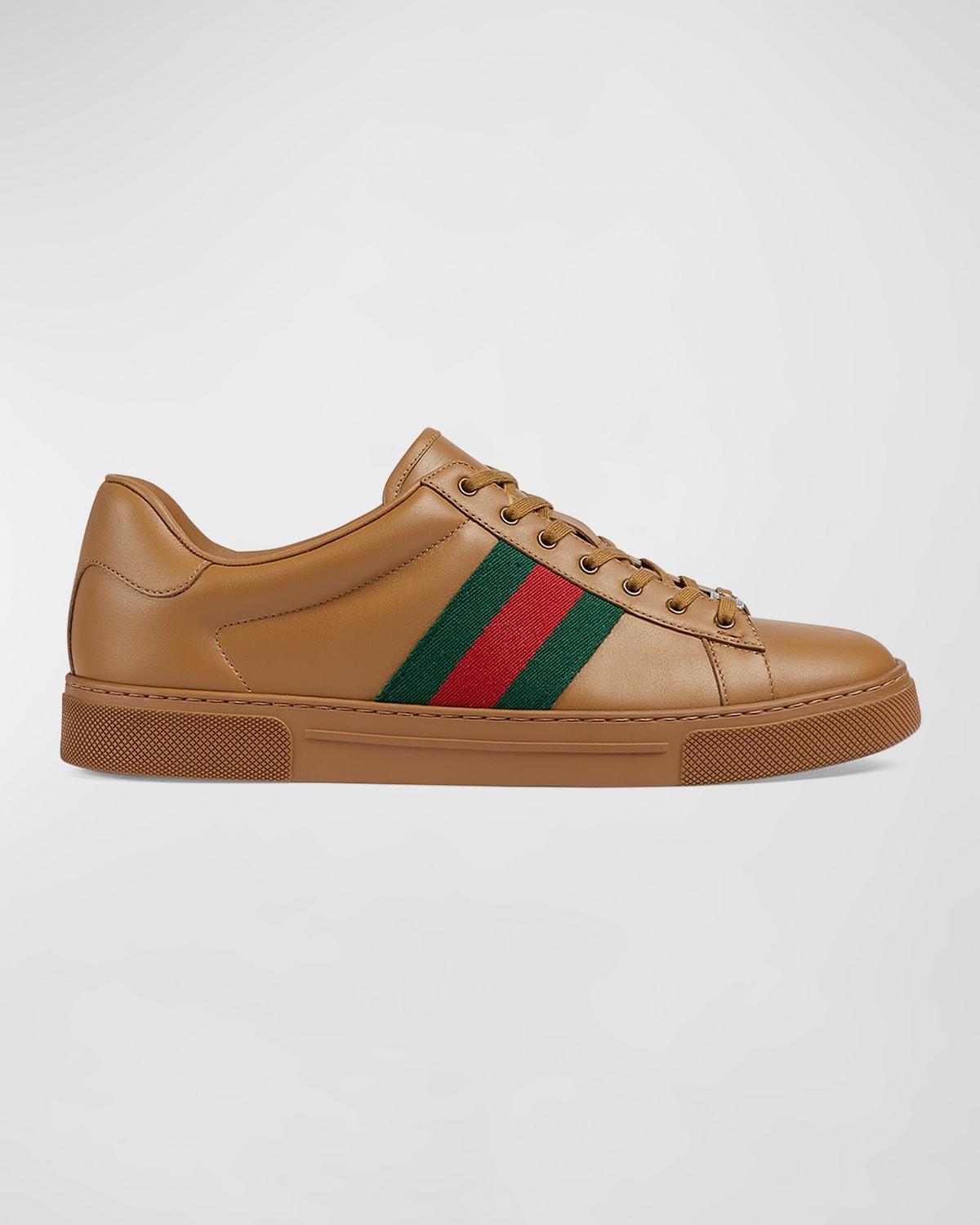 Mens Ace Leather Low-Top Sneakers with Web Product Image