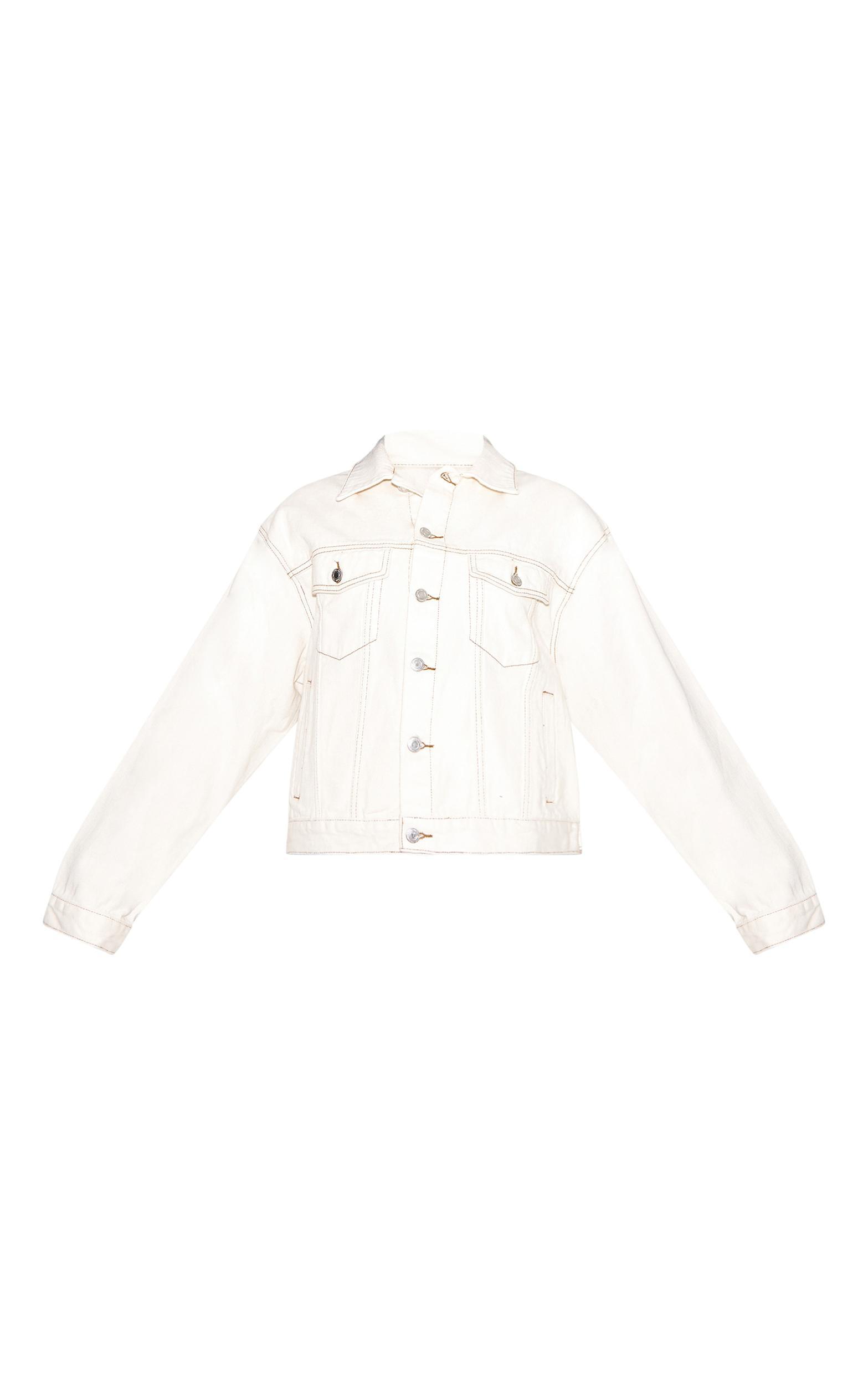 Ecru Oversized Classic Denim Jacket Product Image