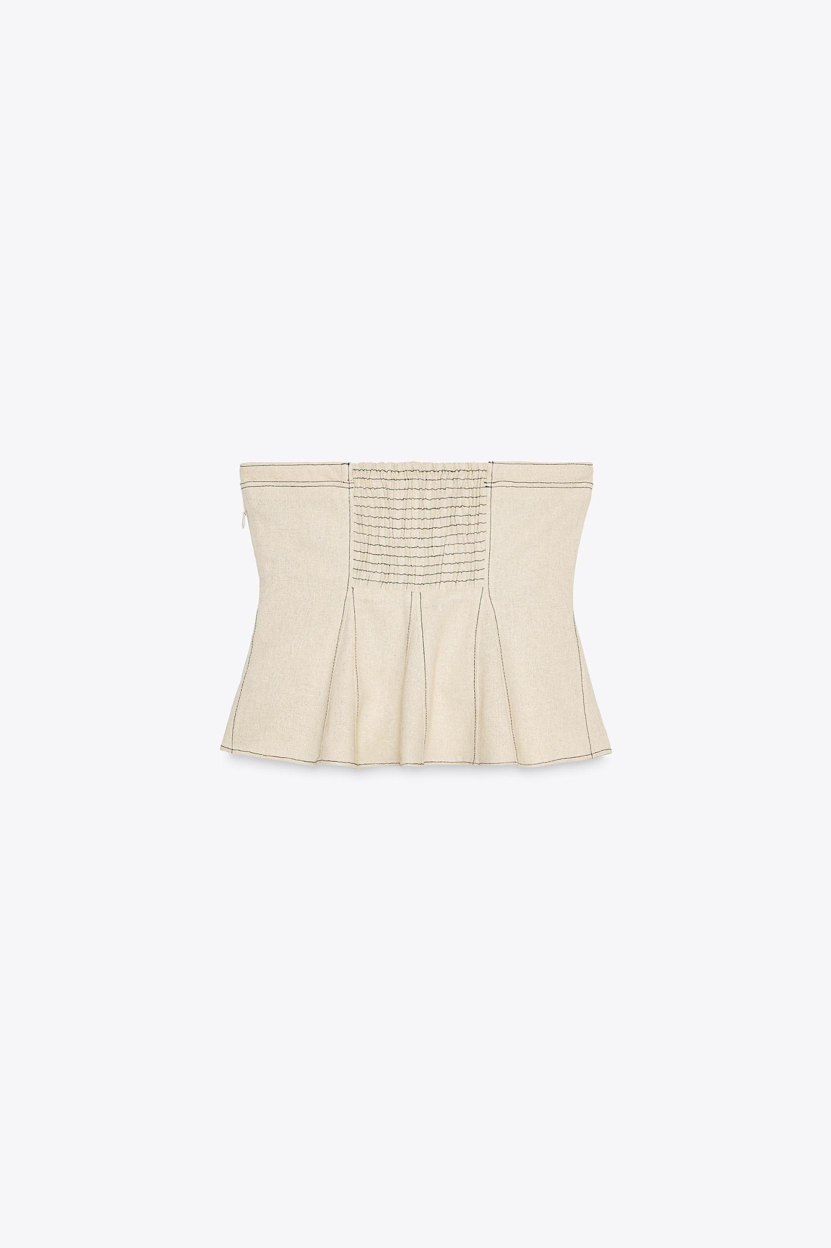LINEN TOP WITH CONTRAST STITCHING Product Image