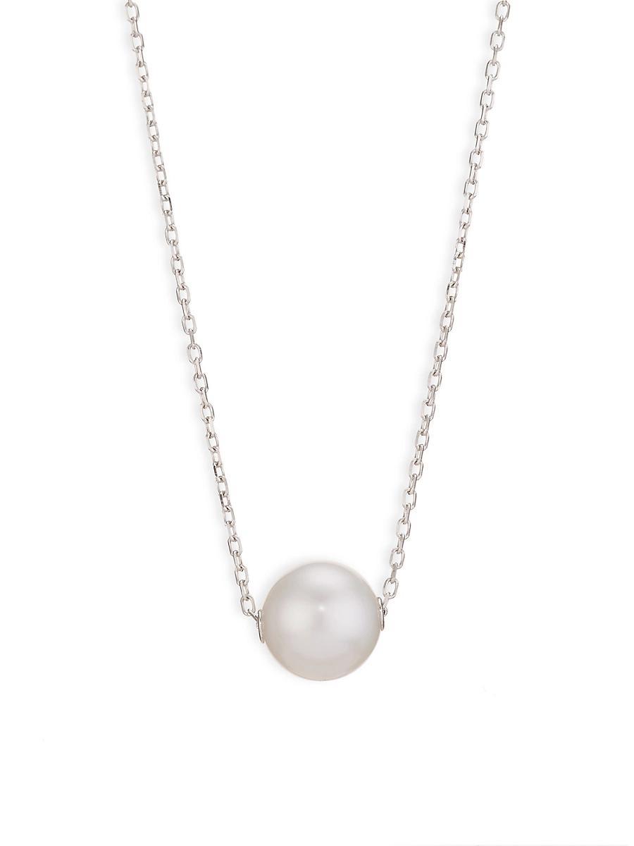 Womens 18K White Gold & 10MM Pearl Pendant Neckace Product Image