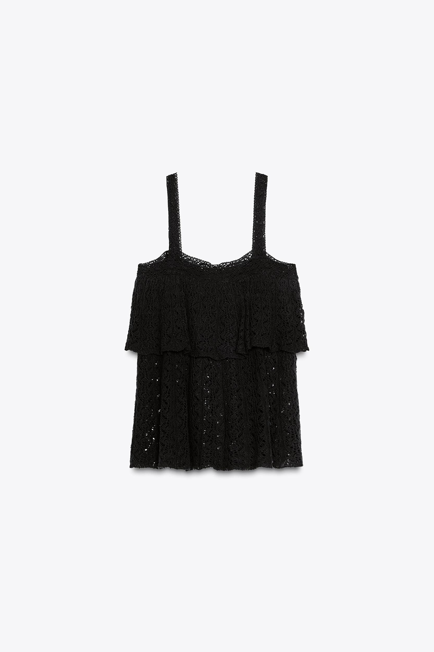 POINTELLE KNIT RUFFLE TOP Product Image