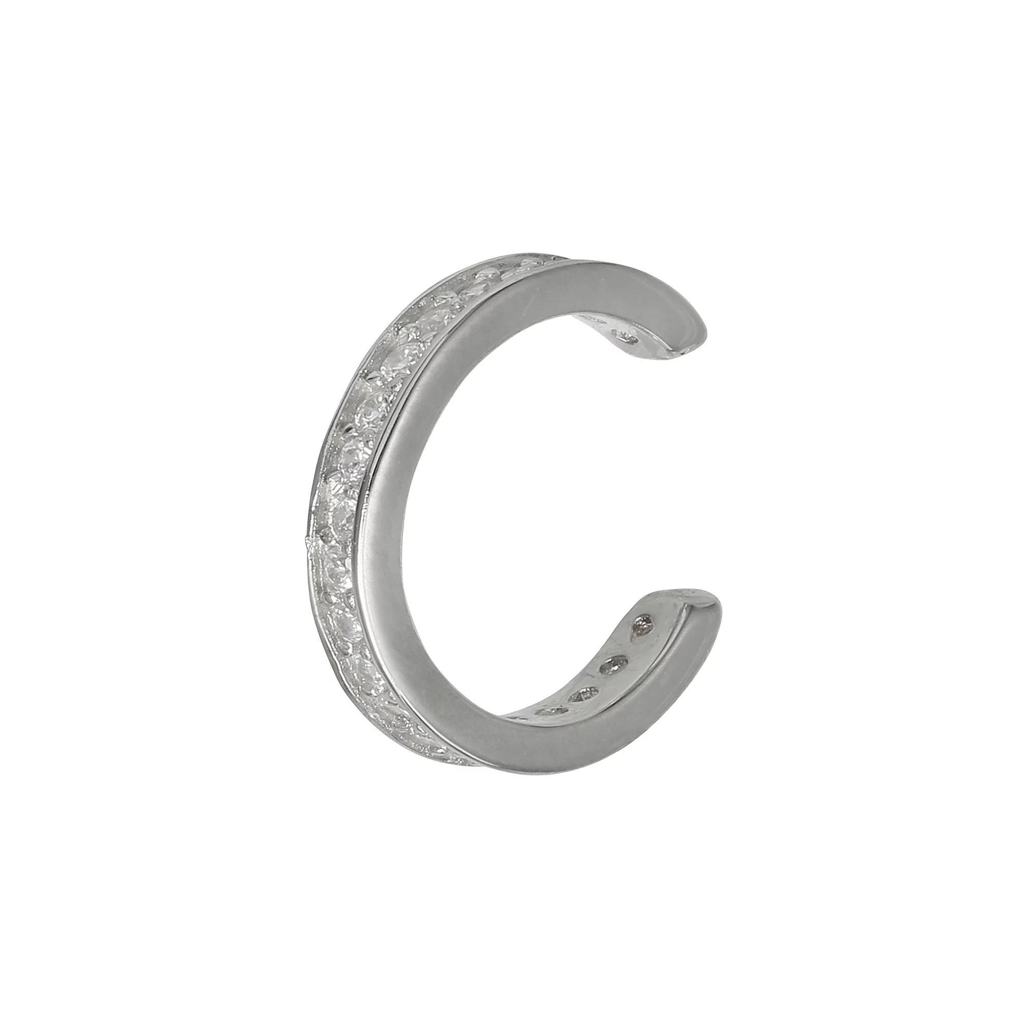 PRIMROSE Sterling Silver Pave Cubic Zirconia Cuff Earrings, Women's Product Image