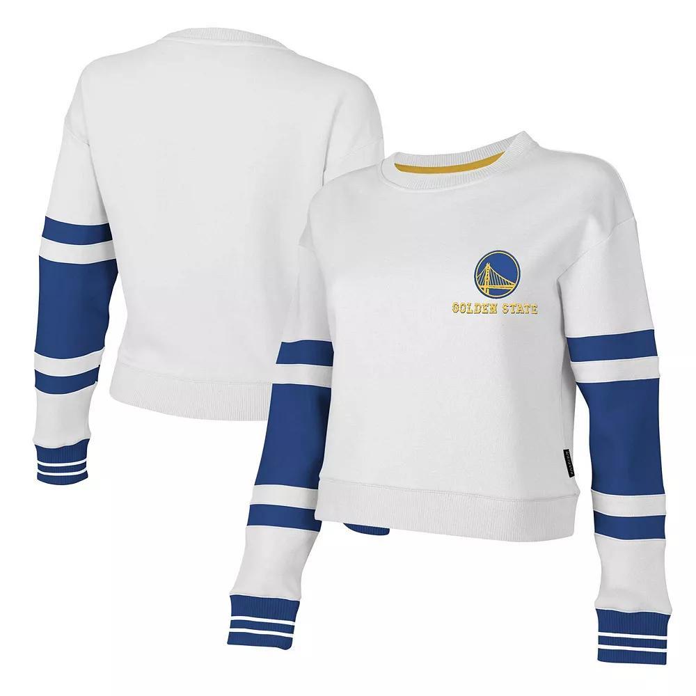 Women's Stadium Essentials White Golden State Warriors Scrimmage Cropped Pullover Sweatshirt, Size: 2XL Product Image