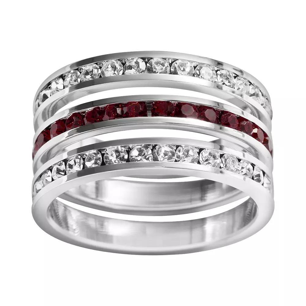 Traditions Jewelry Company Sterling Silver Crystal Eternity Ring Set, Womens White Blue Product Image