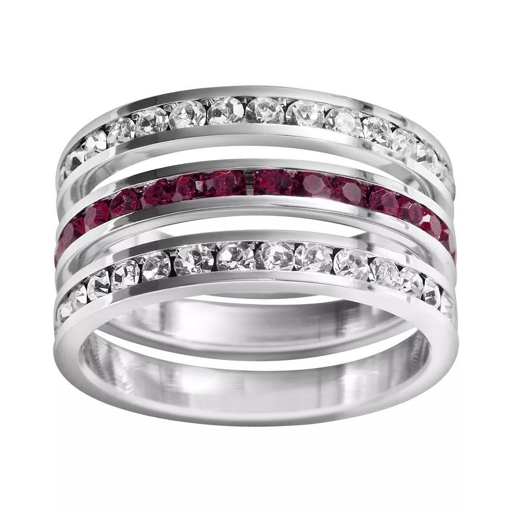 Traditions Jewelry Company Sterling Silver Crystal Eternity Ring Set, Womens White Blue Product Image