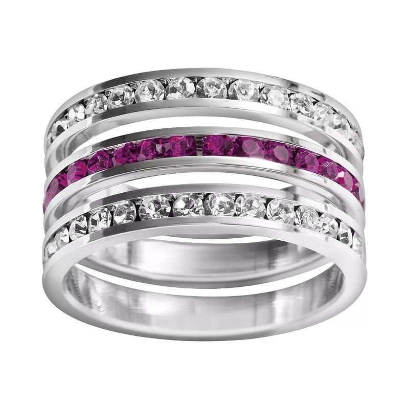 Traditions Jewelry Company Sterling Silver Crystal Eternity Ring Set, Womens White Blue Product Image